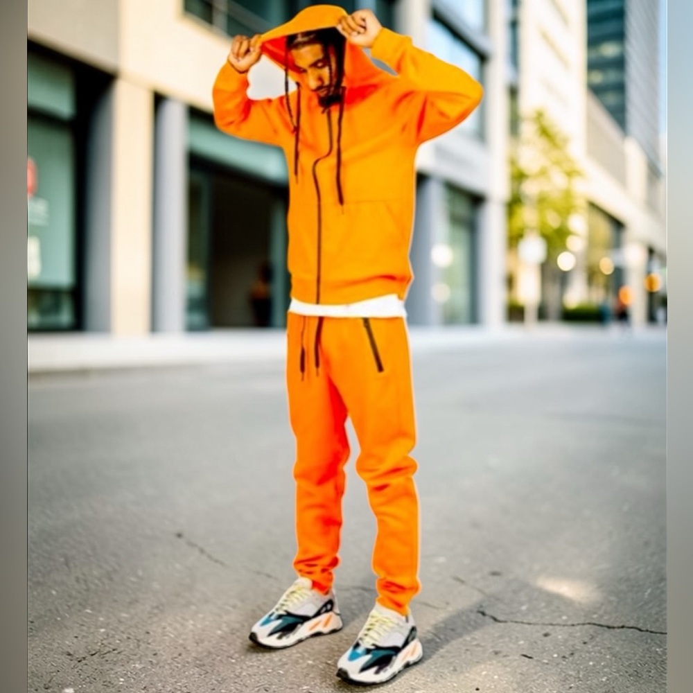 New 2 Piece Tech Fleece  Matching set Orange Size XL Men